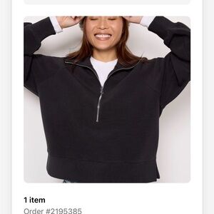 Varley Black Half-Zip Sweatshirt - Ottoman ribbed, EUC